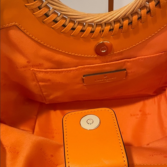 kate spade Orange Pebbled Leather Crossbody with Wiker Round Handles - Picture 9 of 9